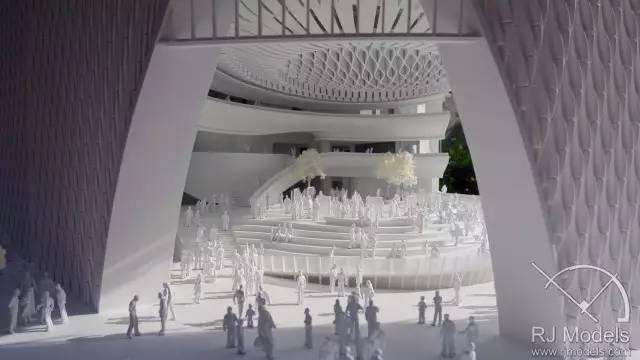 ▲戲曲中心概念模型內往來不絕的人潮。
