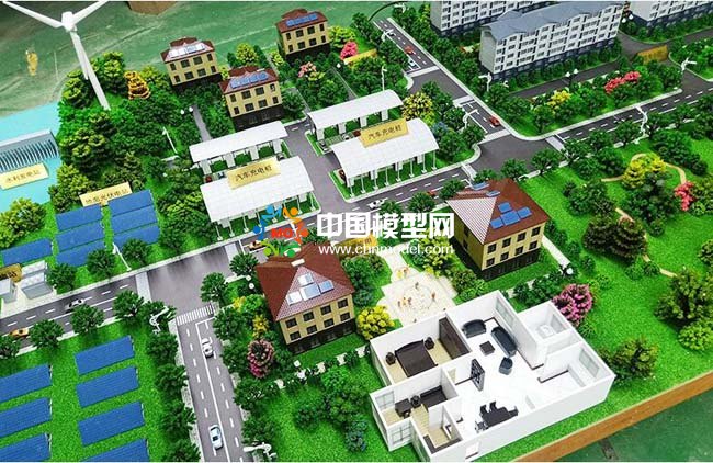 光伏電站應用場景沙盤模型，太陽能光伏屋頂發電沙盤模型